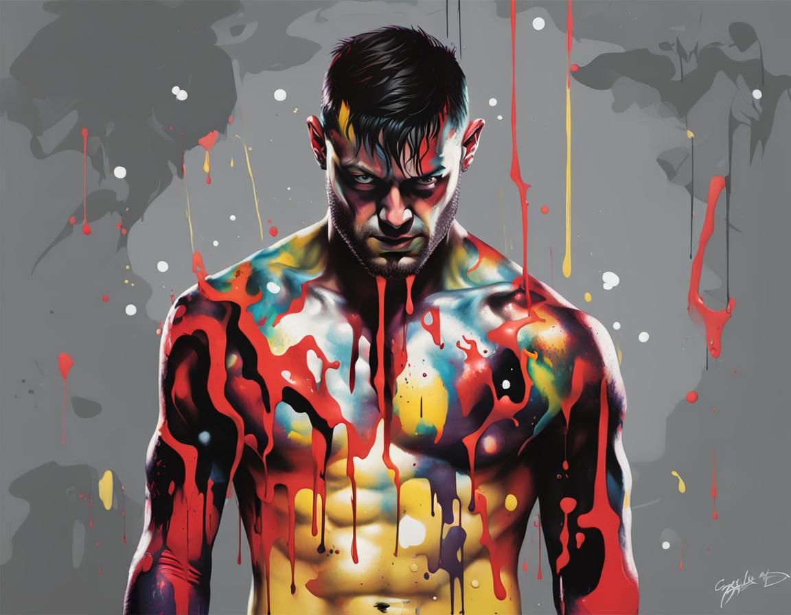 Finn Balor Graffiti Art in Polychromatic Horror Style