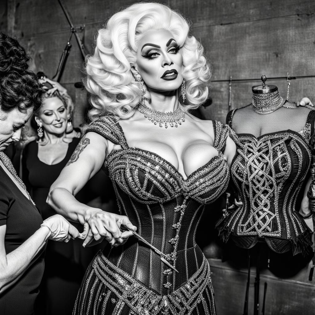 Woman Measuring Drag Queen's Chest