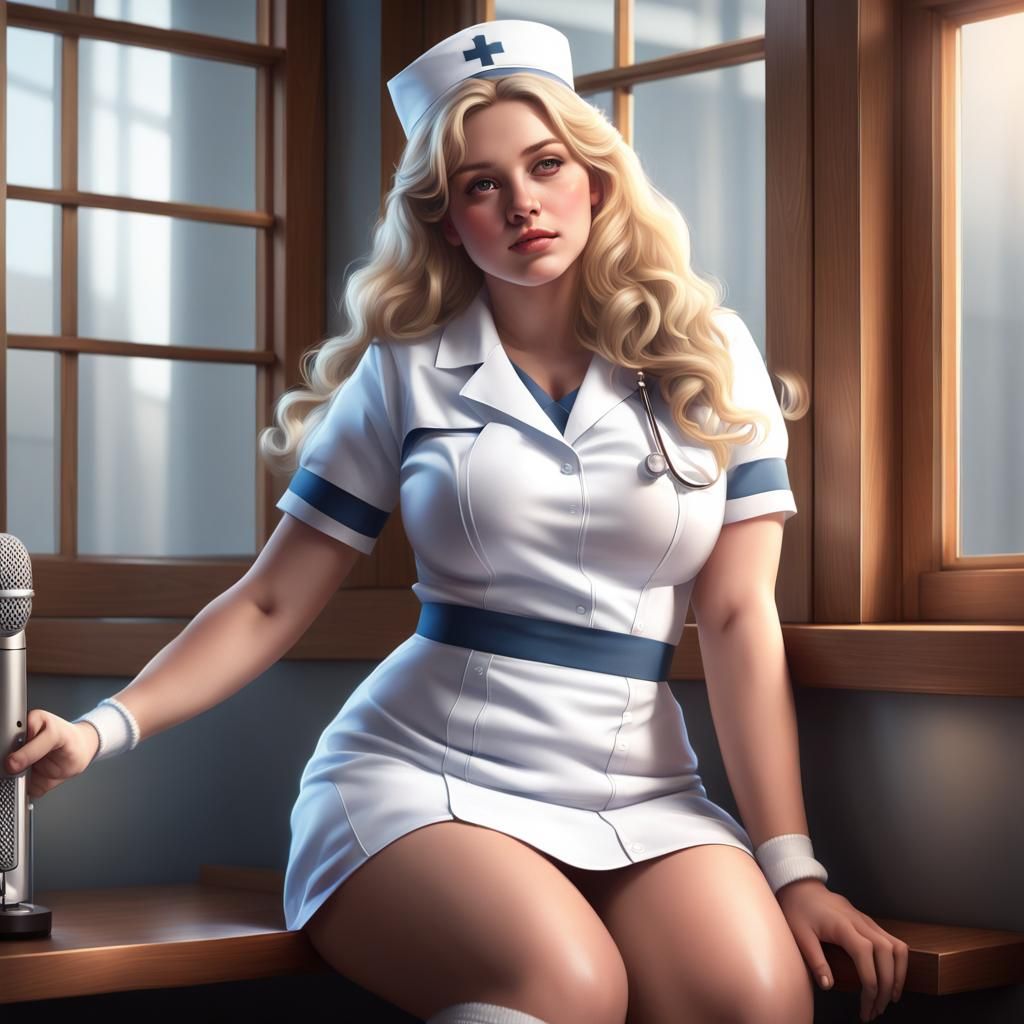 Curvy Nurse in 3D Rendered Concept Art