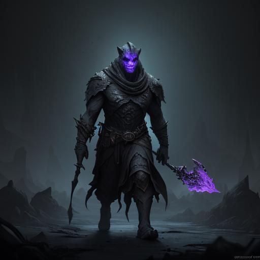 Shadow Golem with Glowing Eyes: Dark Fantasy Art