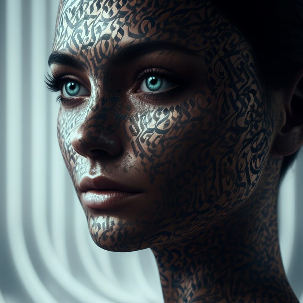 Calligraphy Face Portrait in Digital Art Style