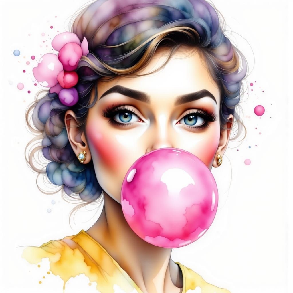 Audrey Hepburn Portrait in Watercolor Style