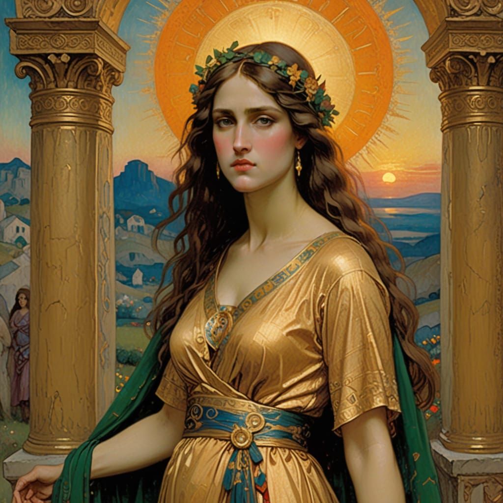 Majestic Helen of Troy Defies Fate and the Gods in Golden Sp...