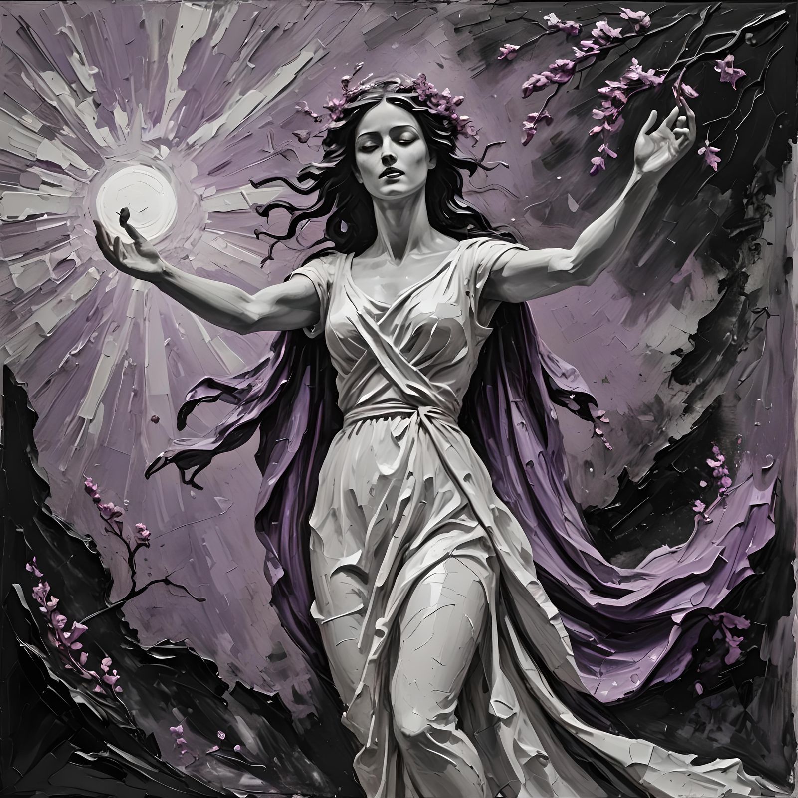 Persephone Reaching for Light: Impasto Style