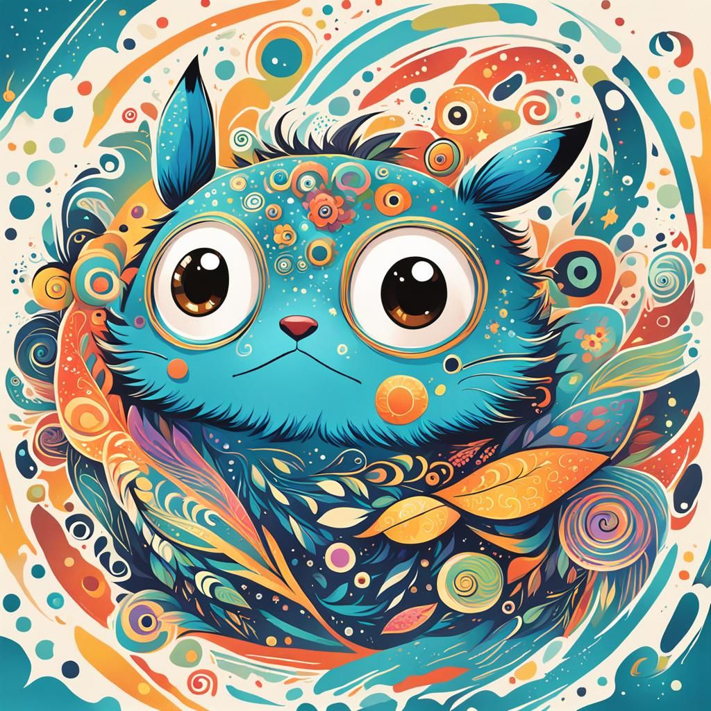 Charming Critter with Expressive Eyes in Ghibli Style