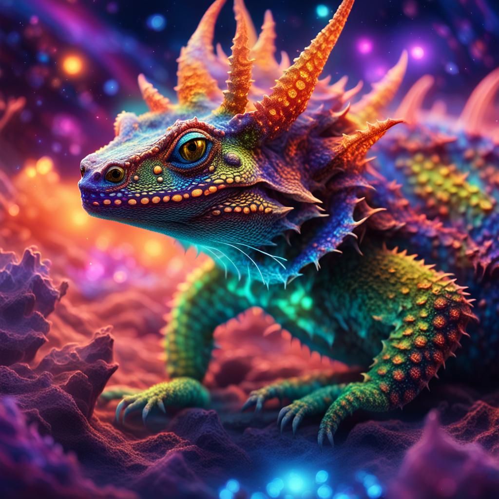 Cosmic Thorny Devil Lizard in Astral Dreamscape
