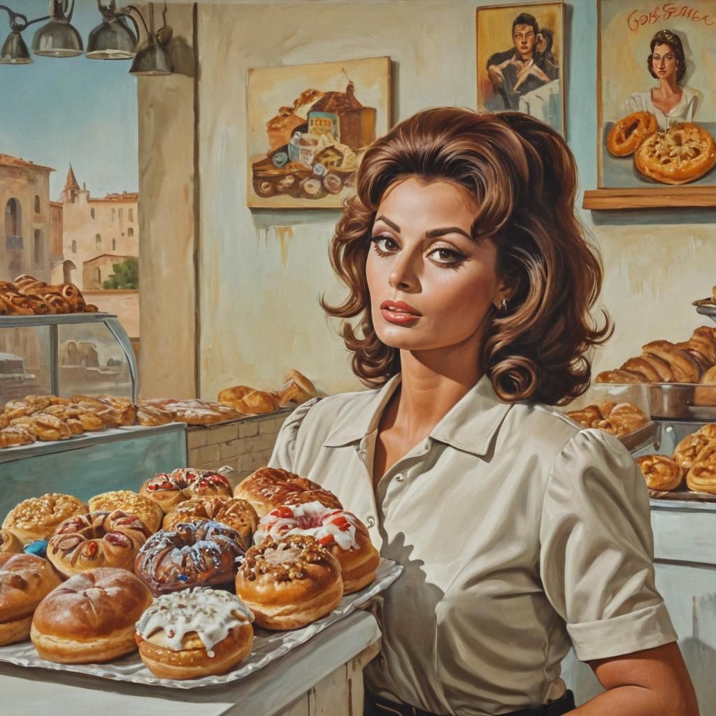 Sophia Loren Pop Art Portrait with Bakery
