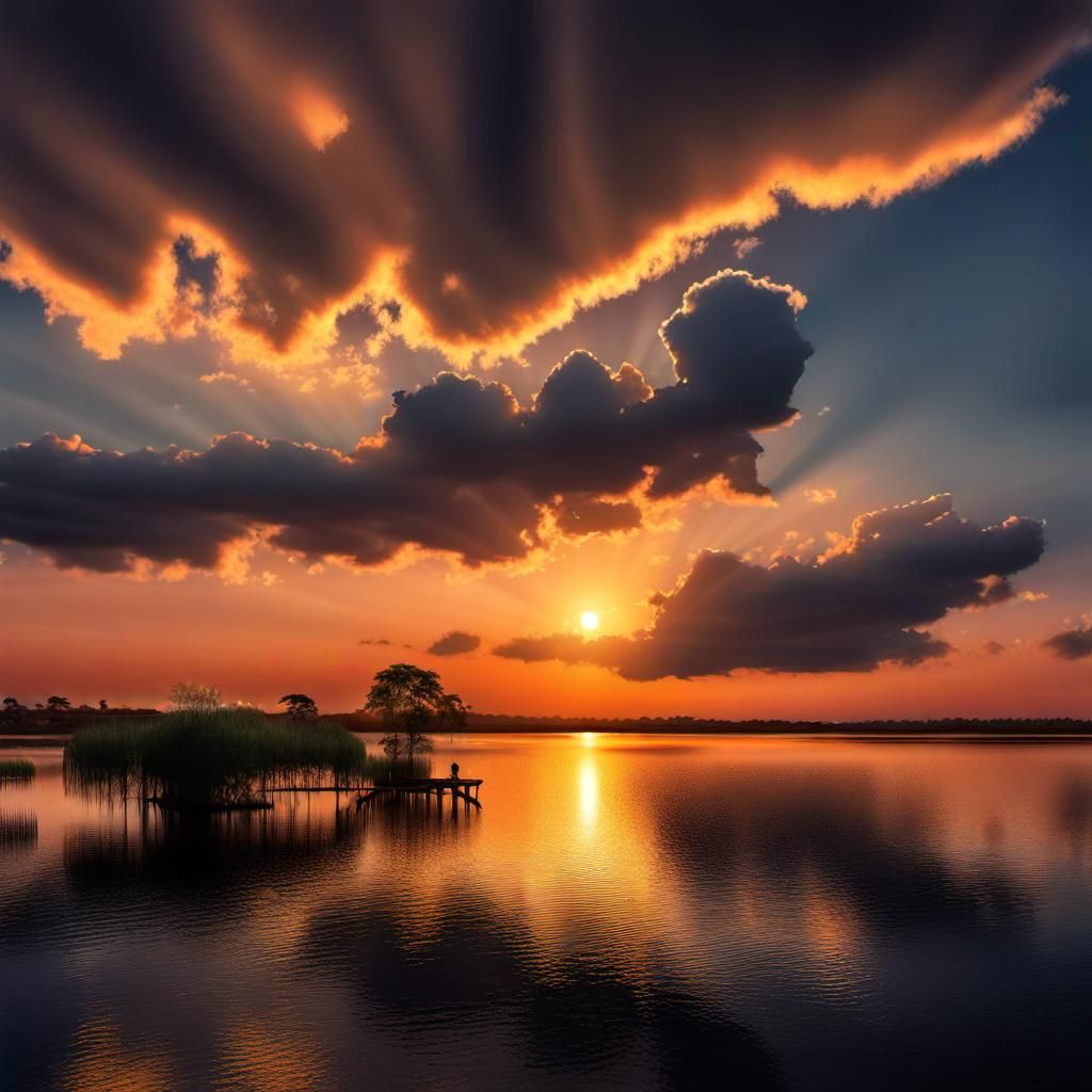 Sinister Graveyard Landscape with River and Gondola