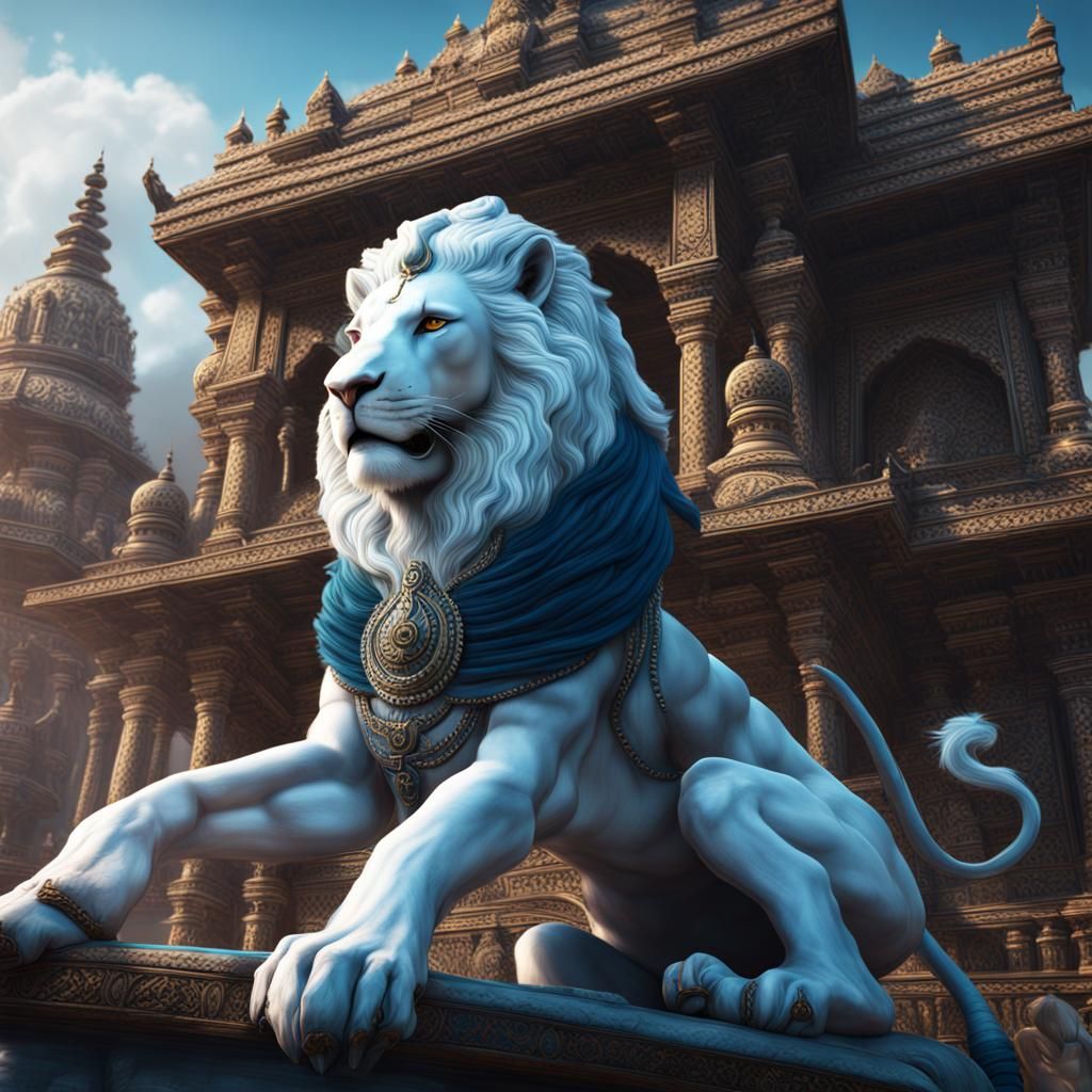 Shiva on White Lion in Indian Street