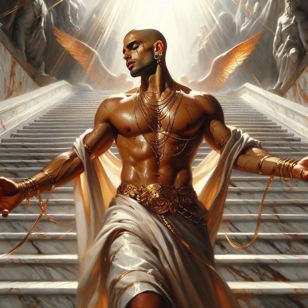 God of Ancient Brazil in Gold and Marble