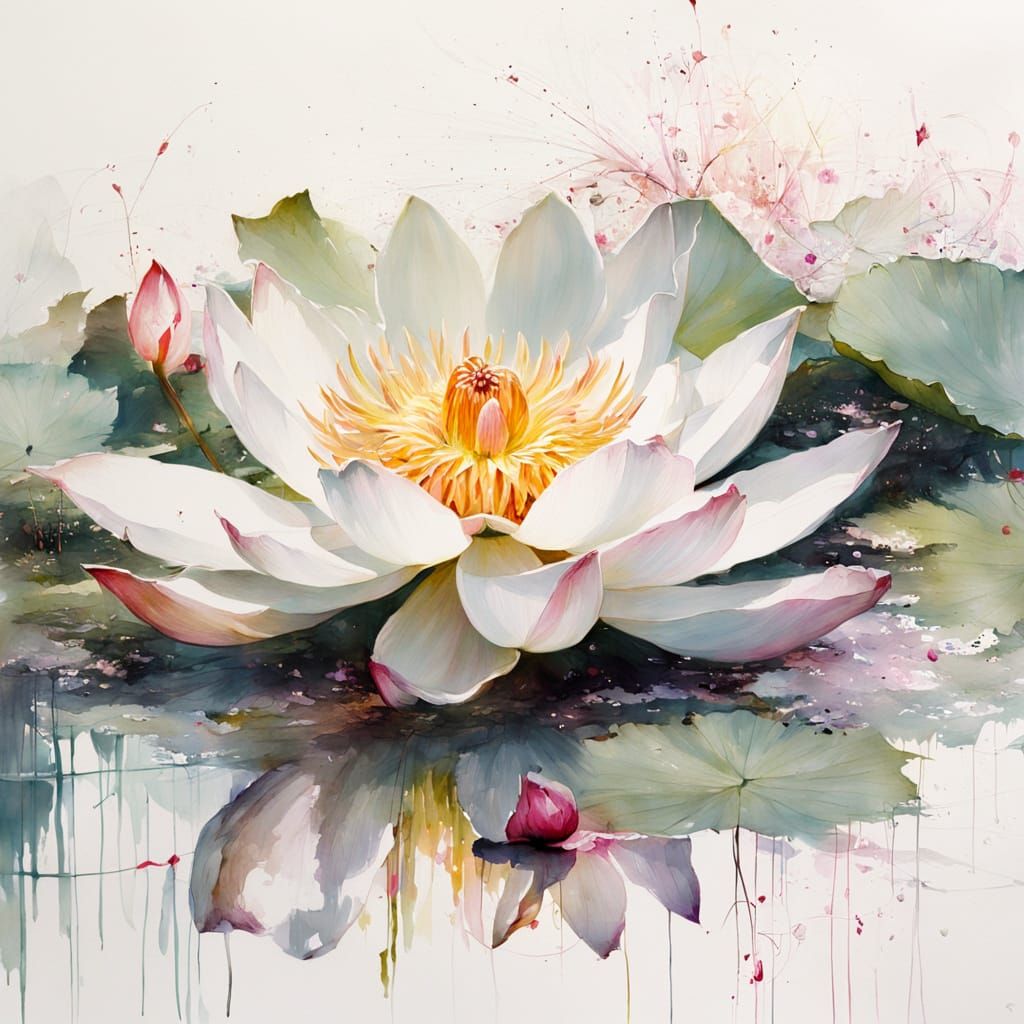 close up Minimalist, a white/rose lotus