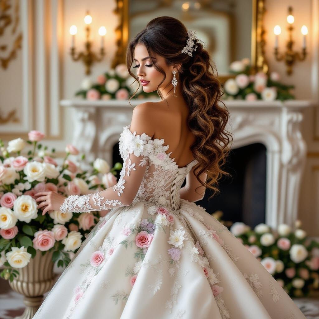 Elegant Woman in Gown: Vintage Style Portrait