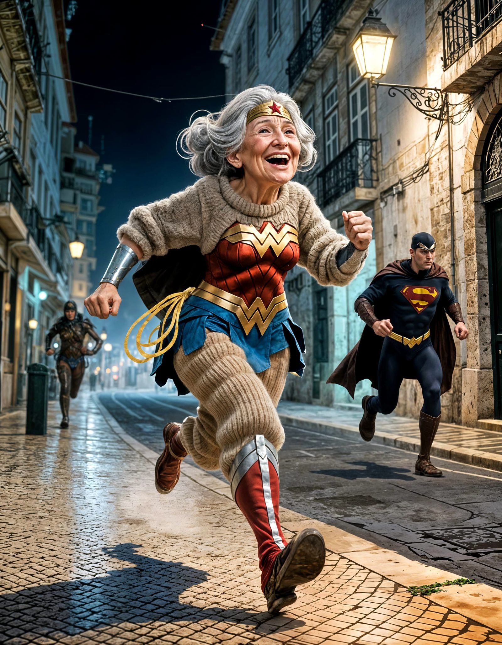 Funny caricature, old Wonder Woman...