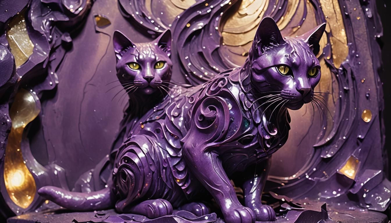 Magical Aura Emanating from Broken Cat Statue