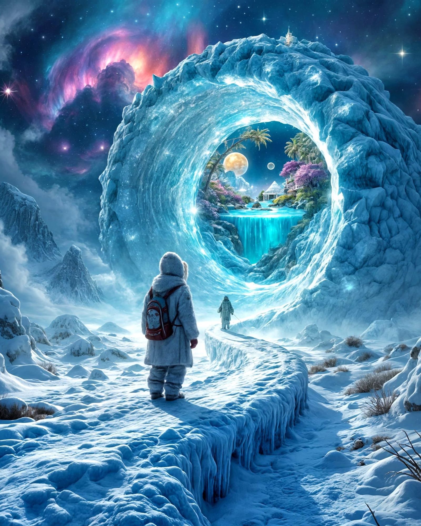 Tropical Universe Inside Frozen Stargate, Surreal Scene