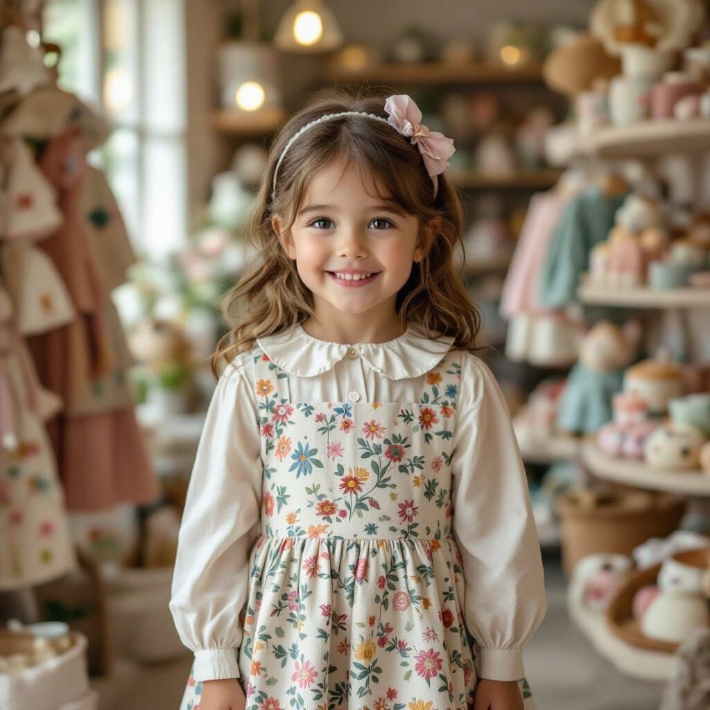 Smiling Girl in Colorful Clothing, Illustration