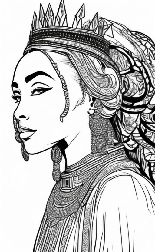 Elegant Portrait of an African Princess in Black and White