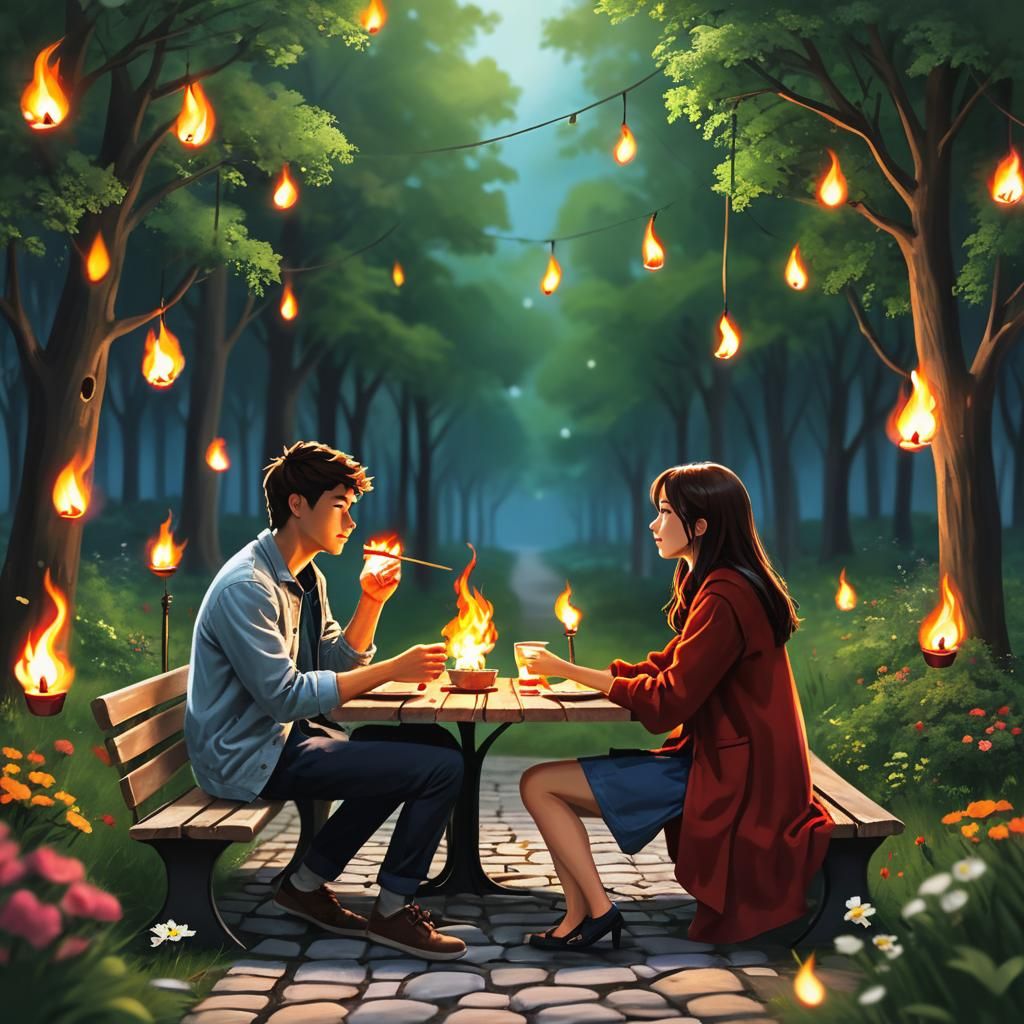 Romantic Date with Longing Hearts