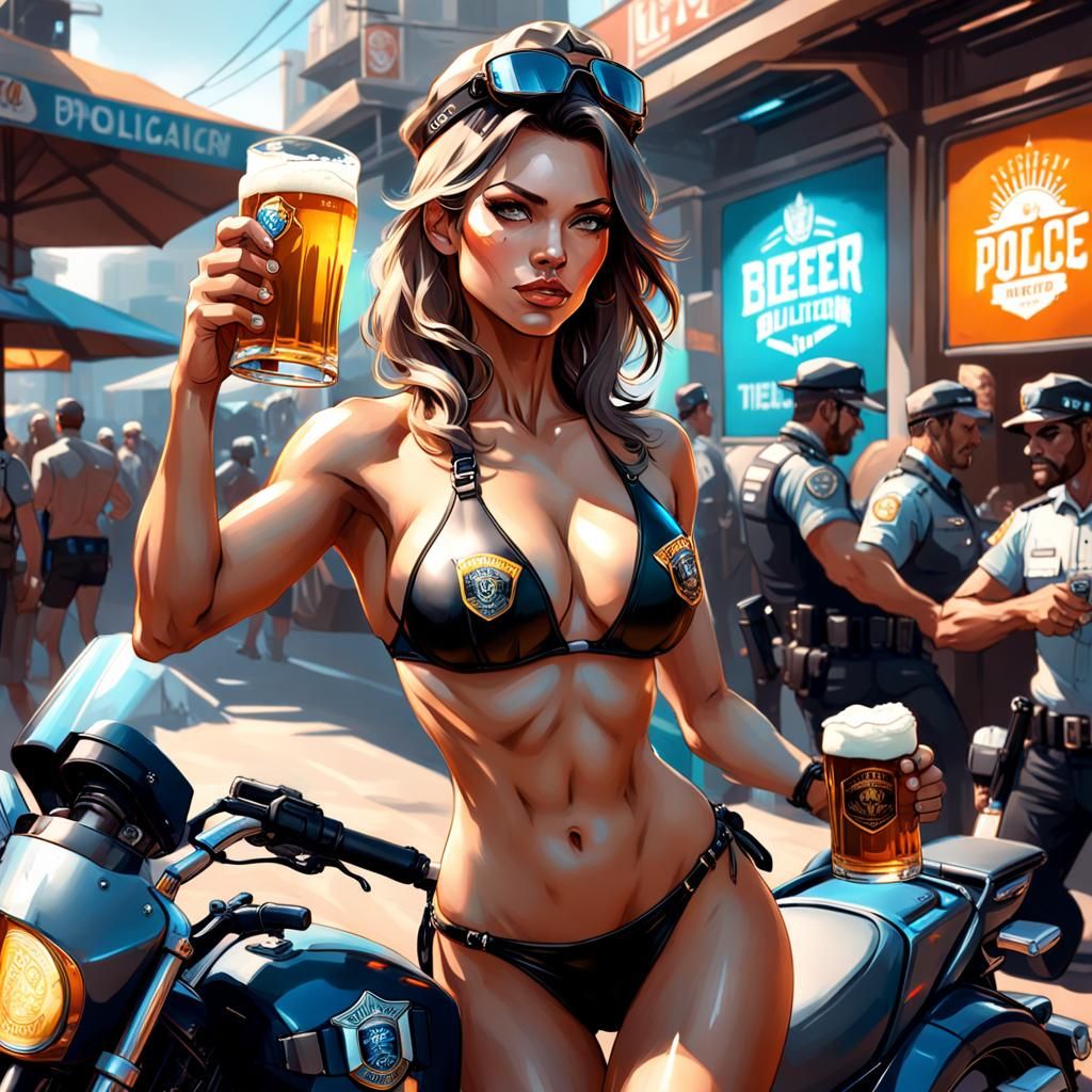 Motorcycle Girl Portrait in Hyperdetailed Style