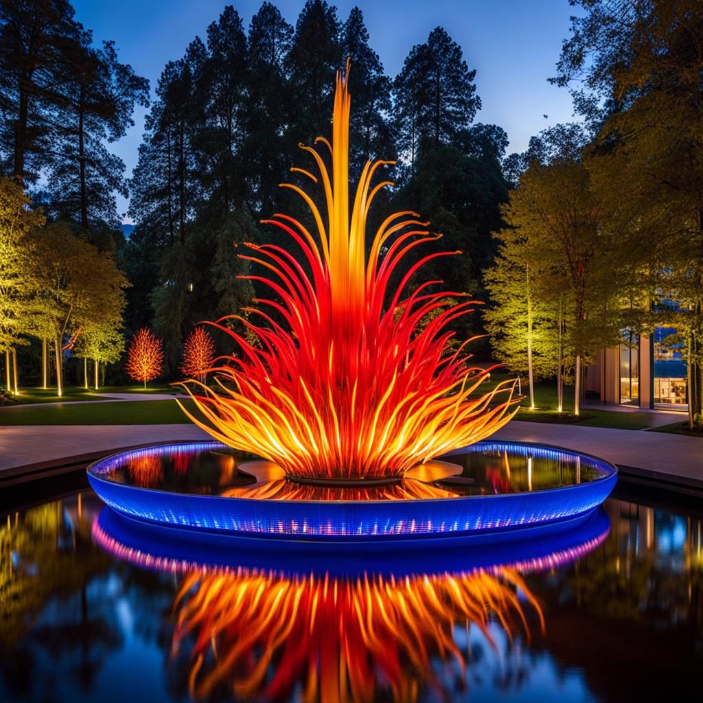 Futuristic Park: Chihuly Glass Flame Fountain