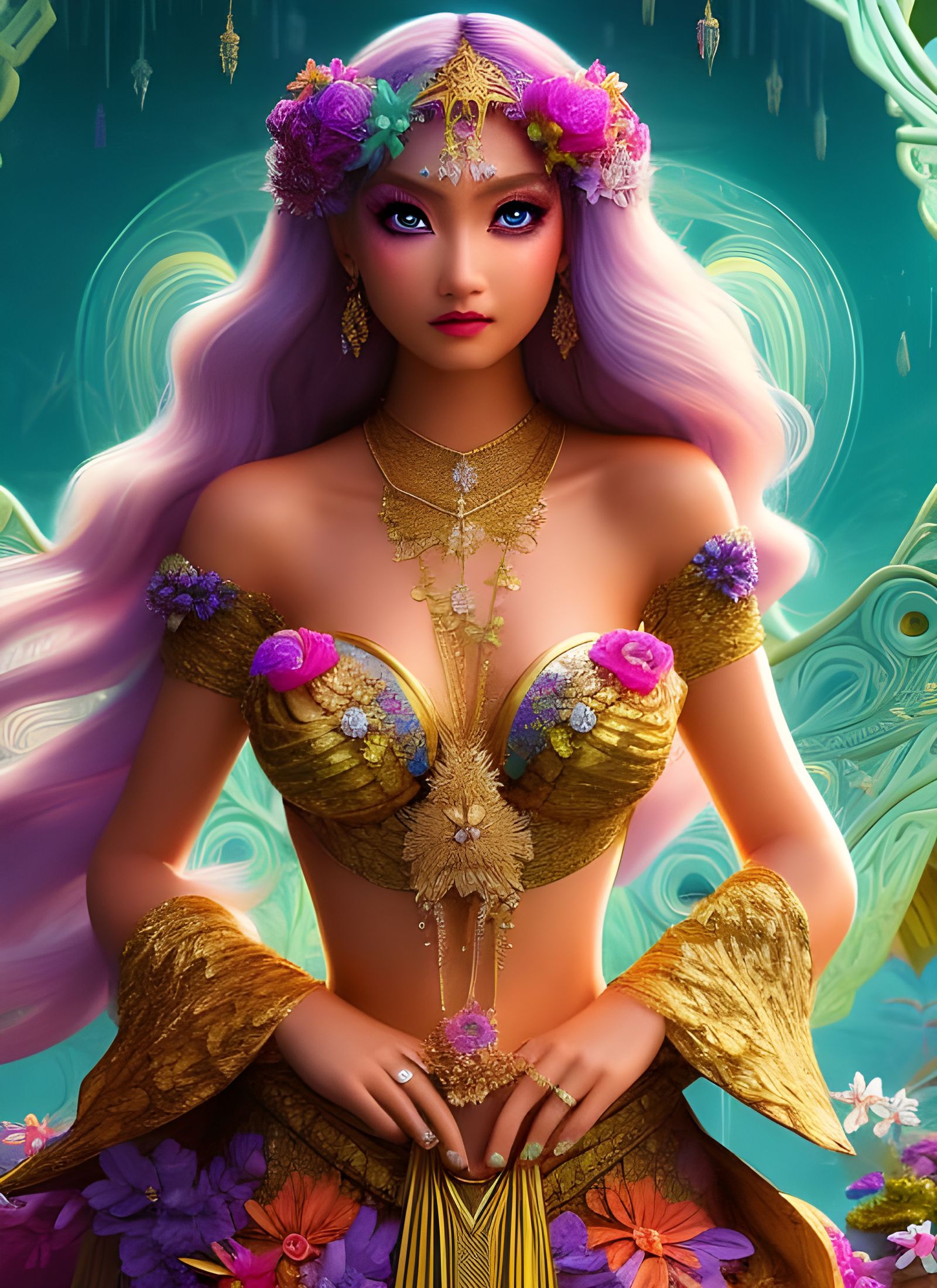 Gorgeous Hawaiian Goddess in Pastel Colors