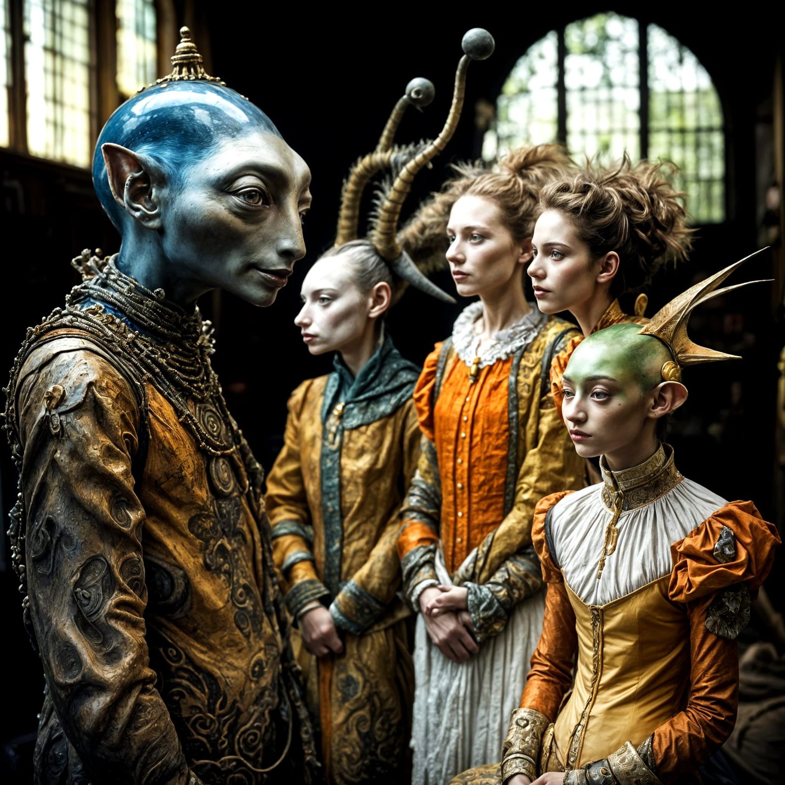 Exotic Aliens Celebrate in Surreal Restaurant