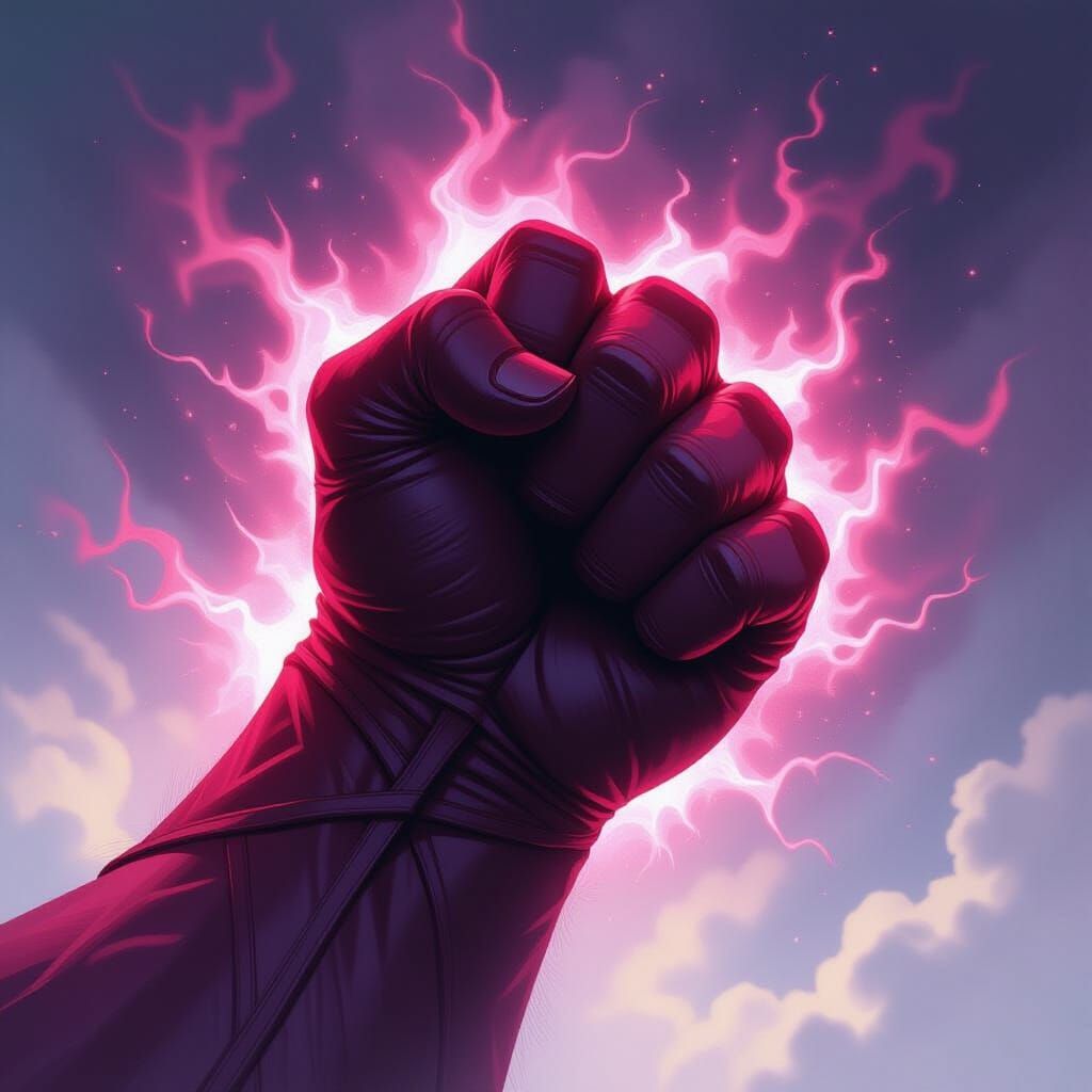 Crimson Fist Radiating Energy in Nebula