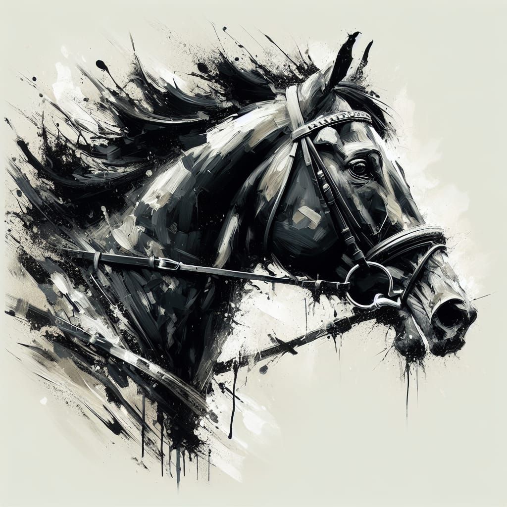 Racehorse Splash Art in Brooding, Expressive Style