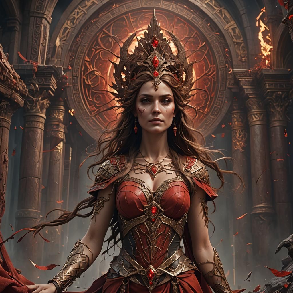 Goddess of Death: Rebecca in Red and Bronze