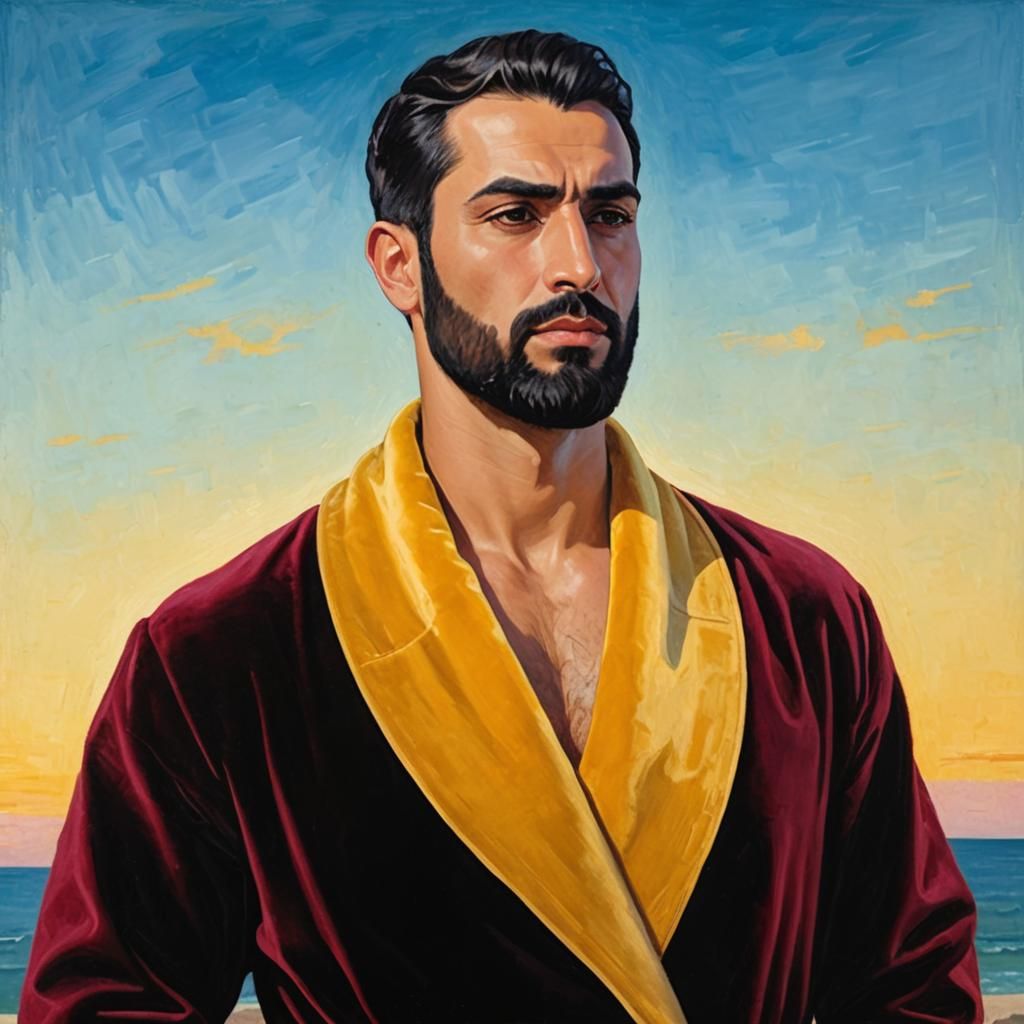 Arab Man in Velvet Robe, Neo-Impressionist Style