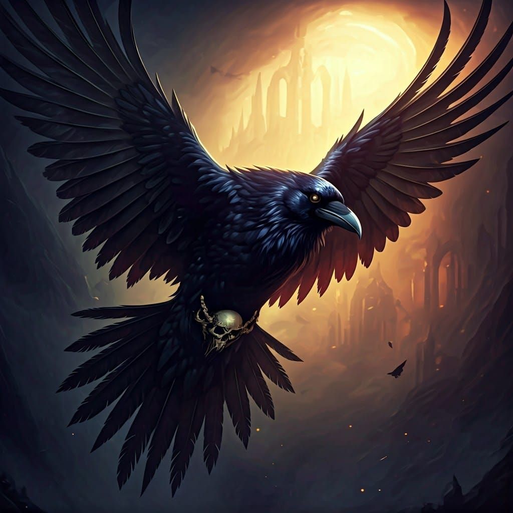 raven spreading his wings to fly, feathers on bottom of wing...