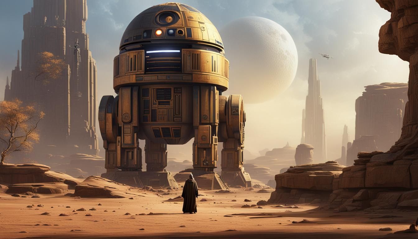 Jedi Temple with C-3PO in Detailed Matte Painting