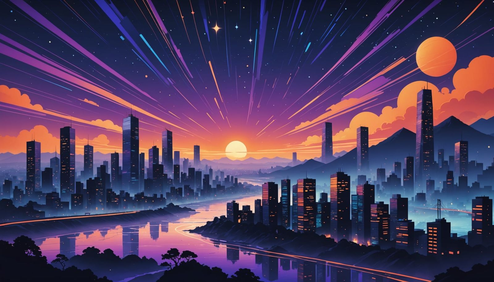 Surreal Dreamlike Gradient Hints at Futuristic Cityscape