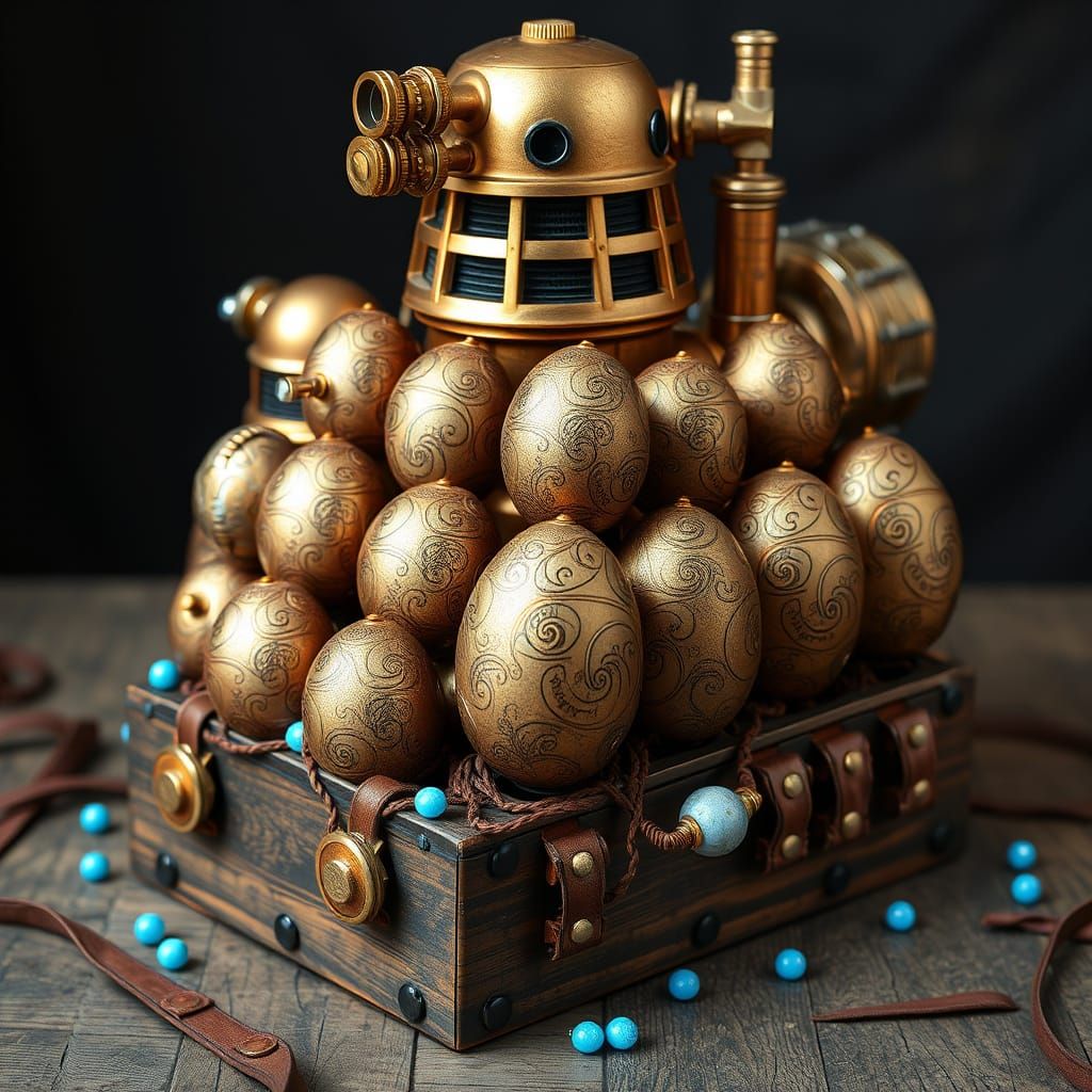 Steampunk Easter Eggs in Cybernetic Copper Engine