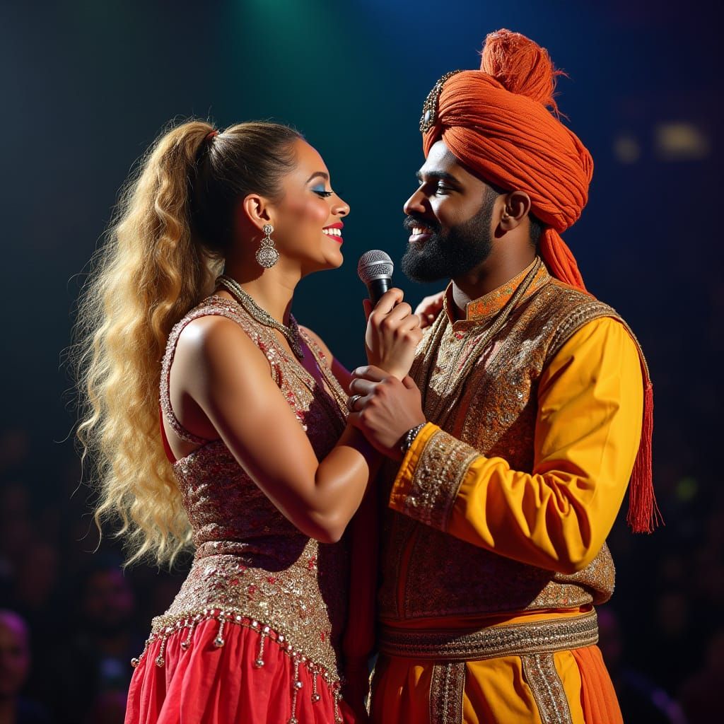 Cowgirl Goddess Sings with Dignified Stranger on Grand Stage