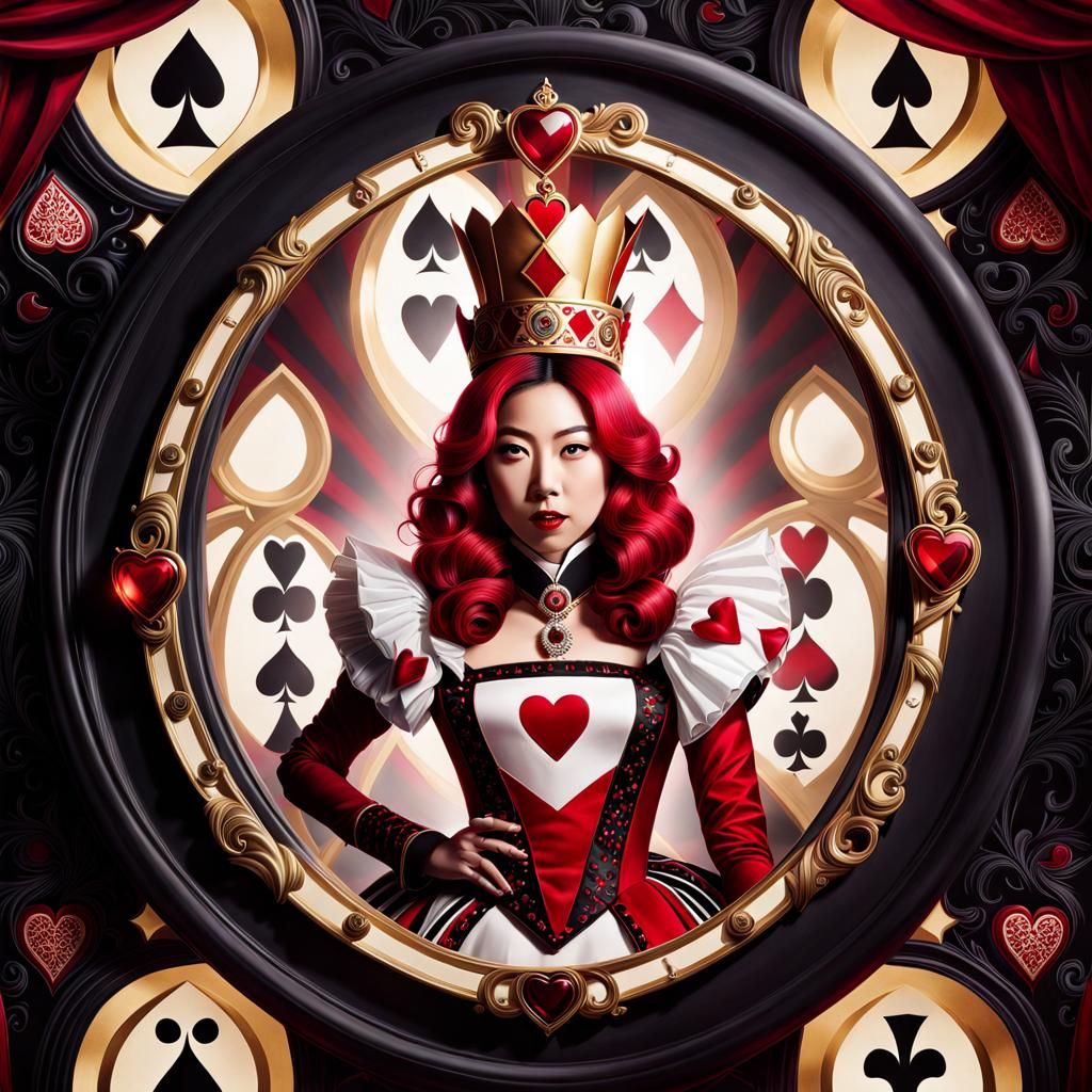 Queen of Hearts Portrait in Regal Fantasy Style