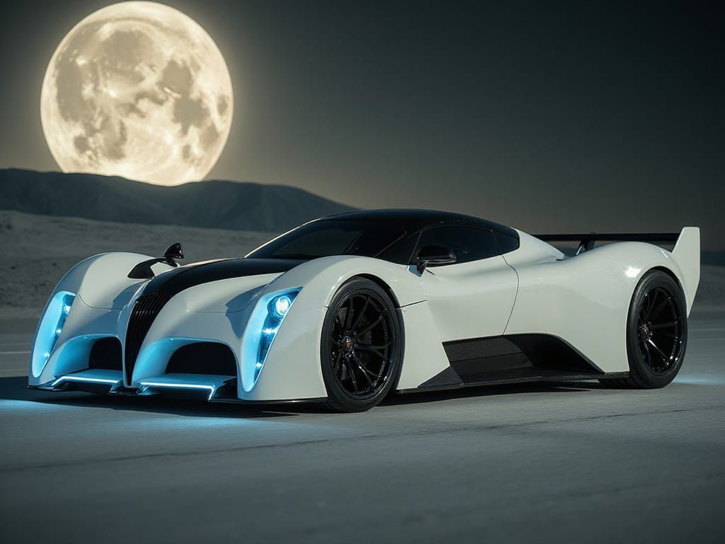 Futuristic Hyper Car Speeds Down Neon Highway