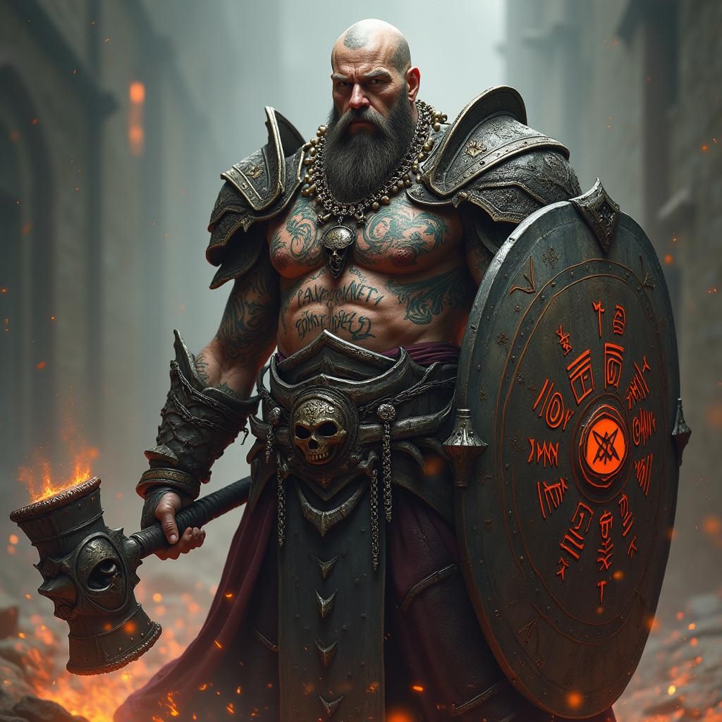 Mystical Tattooed Warrior in Dystopian Concept Art