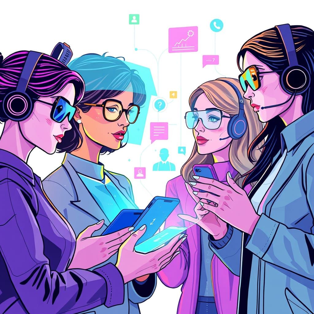 Woman Interacting with Futuristic Holographic Interfaces in ...