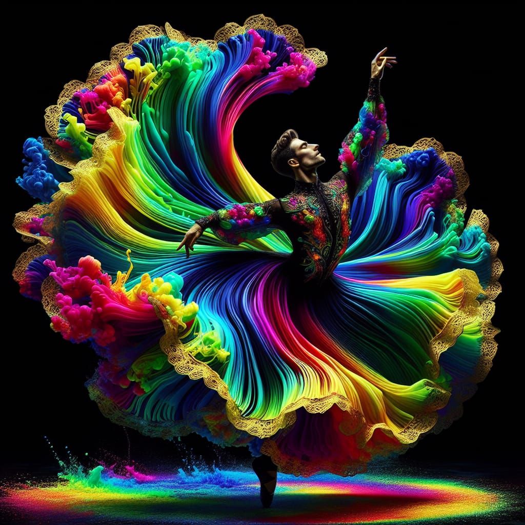Fluorescent Dancer in Whirling Costume