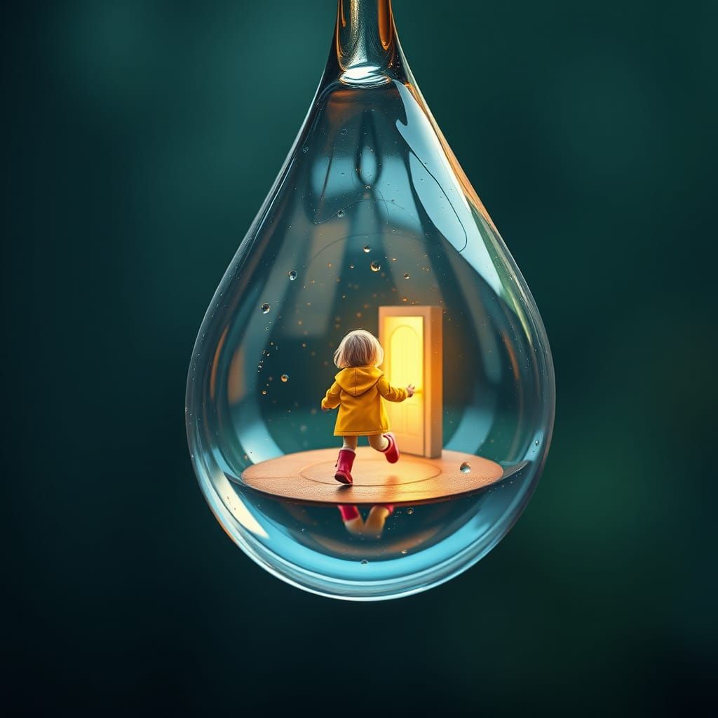 Miniature World Inside Raindrop: Fantasy Concept Art