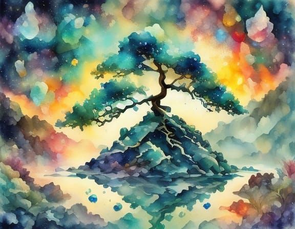 Delicate Crystal Flower in Watercolor Style