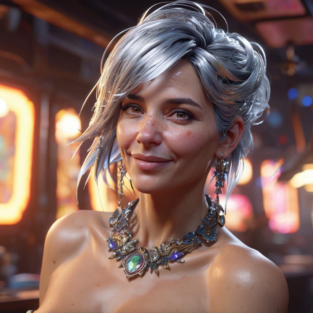 Elegant Silver Siren Captured in Triadic Hues