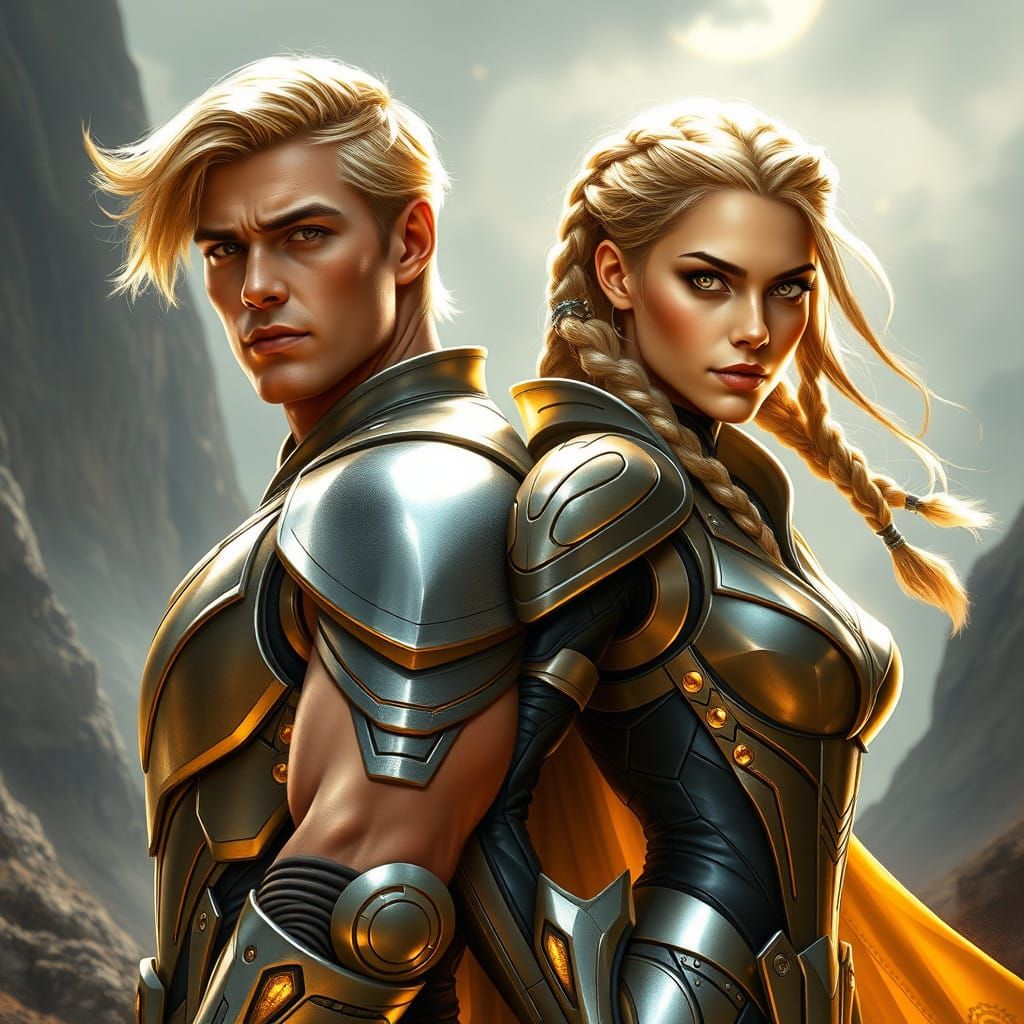 Golden Warriors Stand United in Futuristic Battle