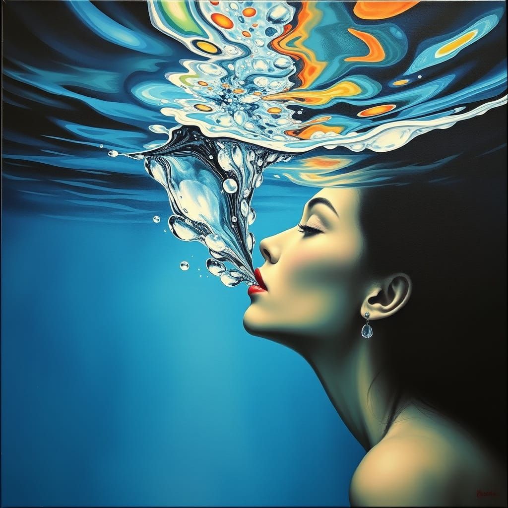 Surrealist Lover's Secret Melts in a Dreamlike Matte Backgro...