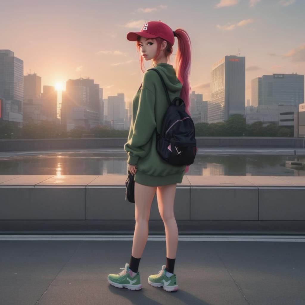 Anime Girl in Shibuya: Studio Trigger Style