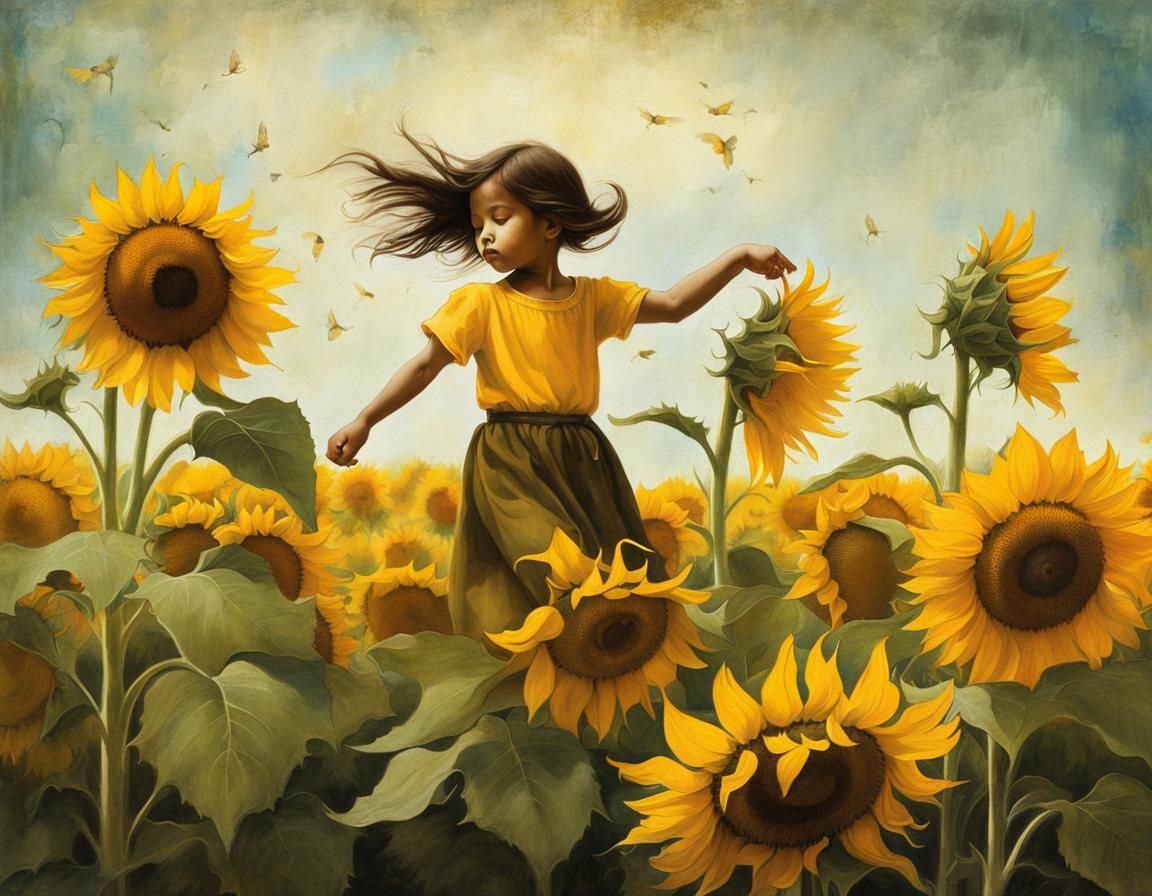 Dancing in Sunflowers: Abstract Art in Complementary Colors