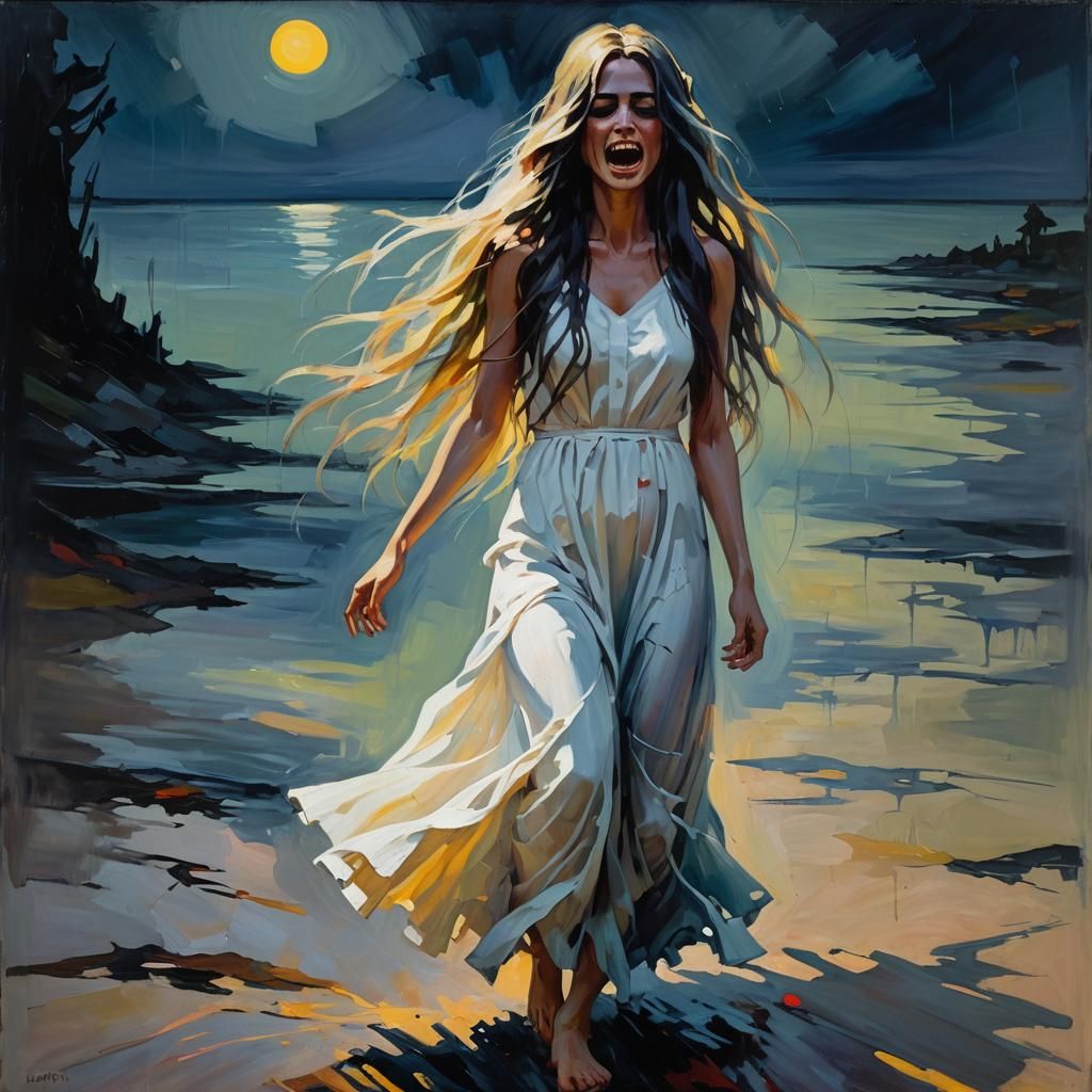 Fauvist Expressionist Portrait of a Ghost Girl