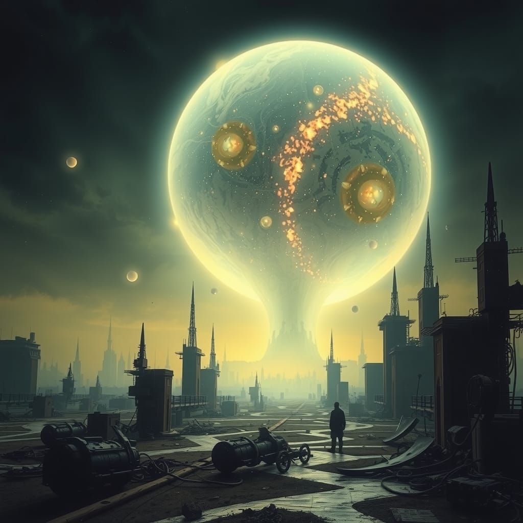 Ethereal Orb over Post-Apocalyptic Wasteland