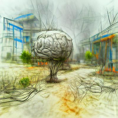 Detailed Digital Illustration of a Brain